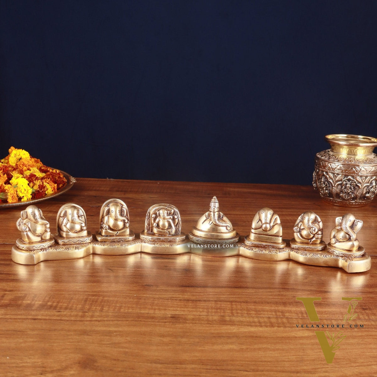 Pure Brass Ashtavinayaka – Eight Forms of Lord Ganesha Idols, 3 inch height