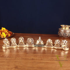 Pure Brass Ashtavinayaka – Eight Forms of Lord Ganesha Idols, 3 inch height