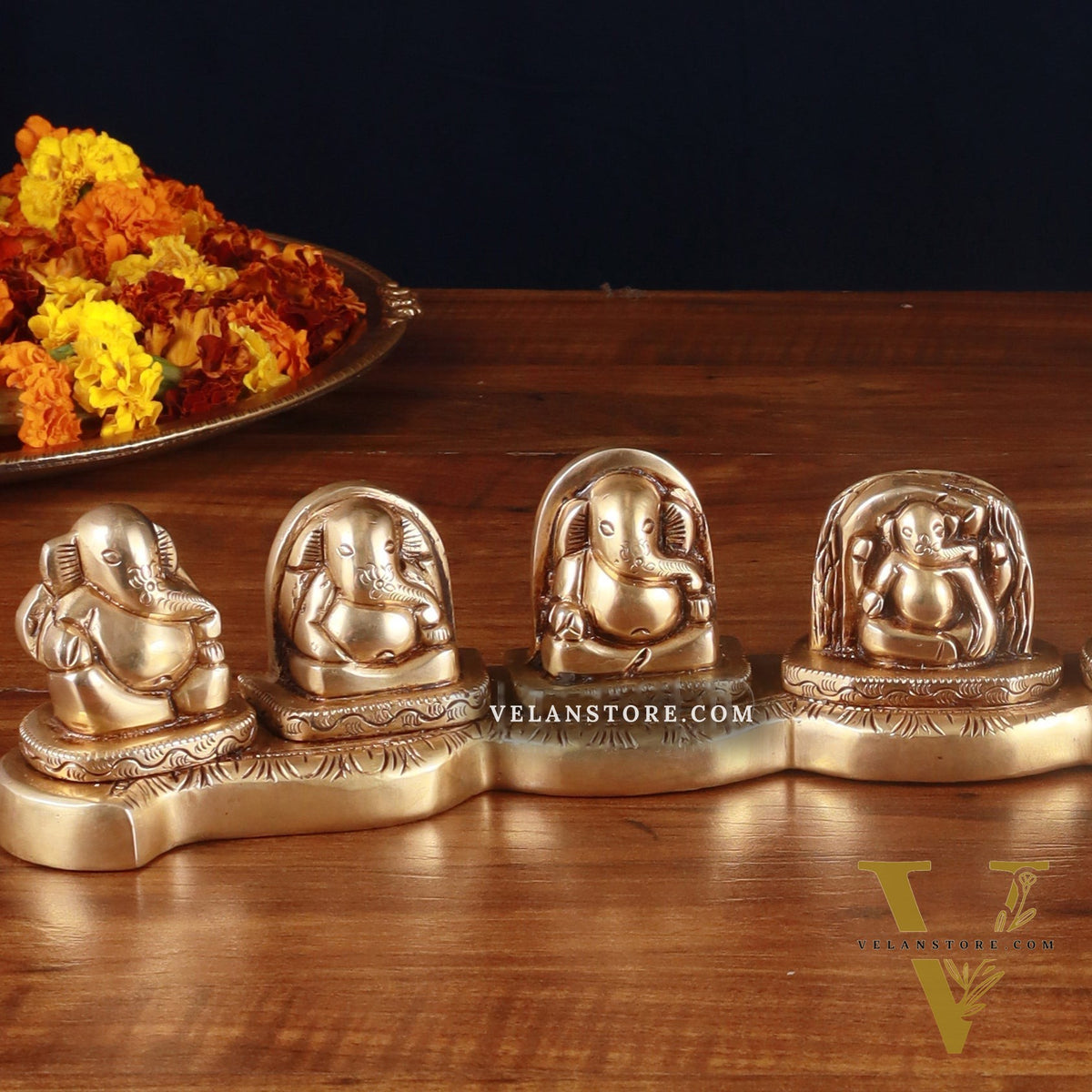 Pure Brass Ashtavinayaka – Eight Forms of Lord Ganesha Idols, 3 inch height