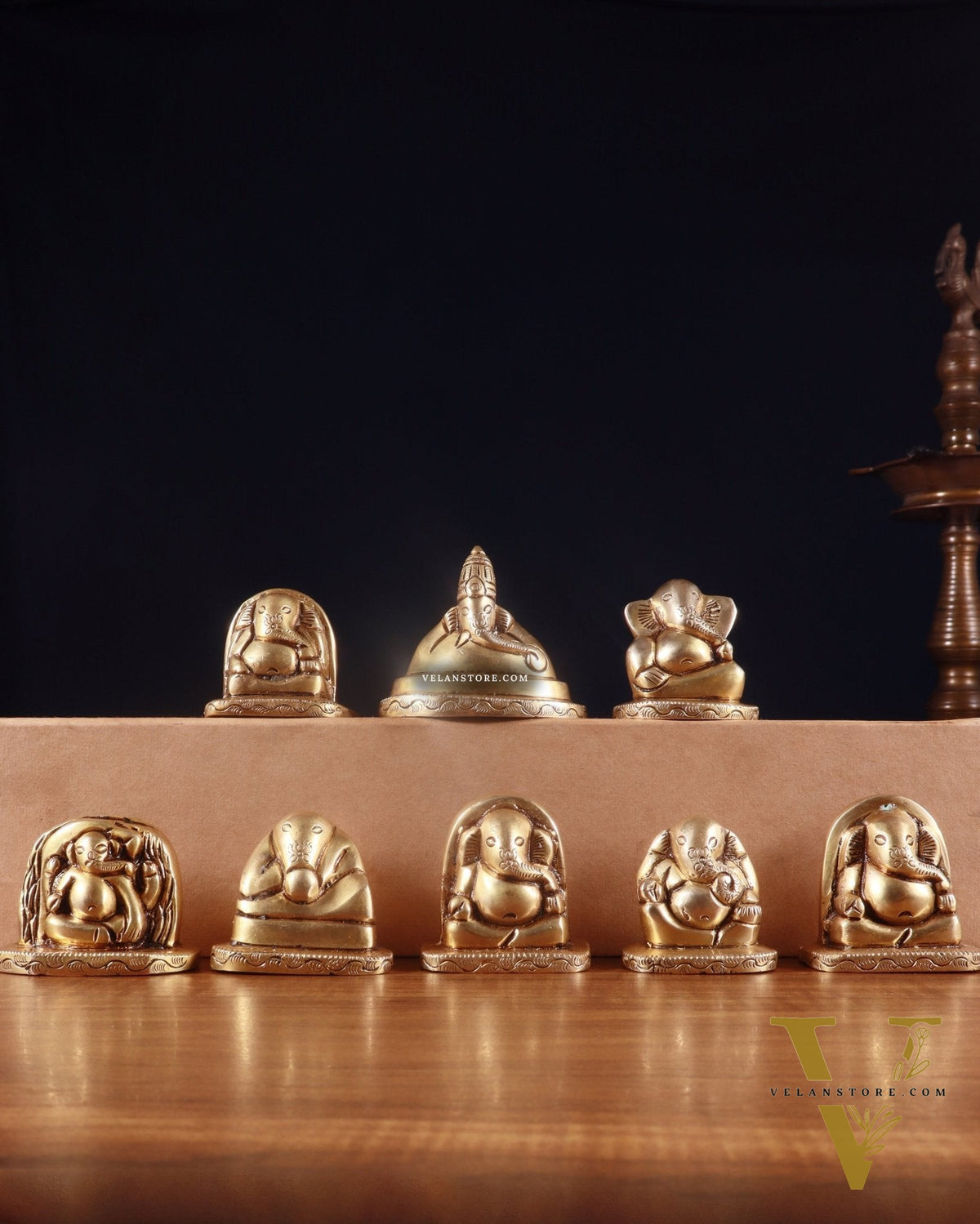 Pure Brass Ashtavinayaka Lord Ganesha 8 Forms Idol Set – 2.5 Inch,