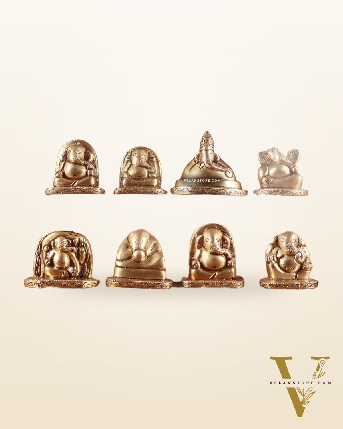 Pure Brass Ashtavinayaka Lord Ganesha 8 Forms Idol Set – 2.5 Inch,