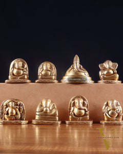 Pure Brass Ashtavinayaka Lord Ganesha 8 Forms Idol Set – 2.5 Inch,
