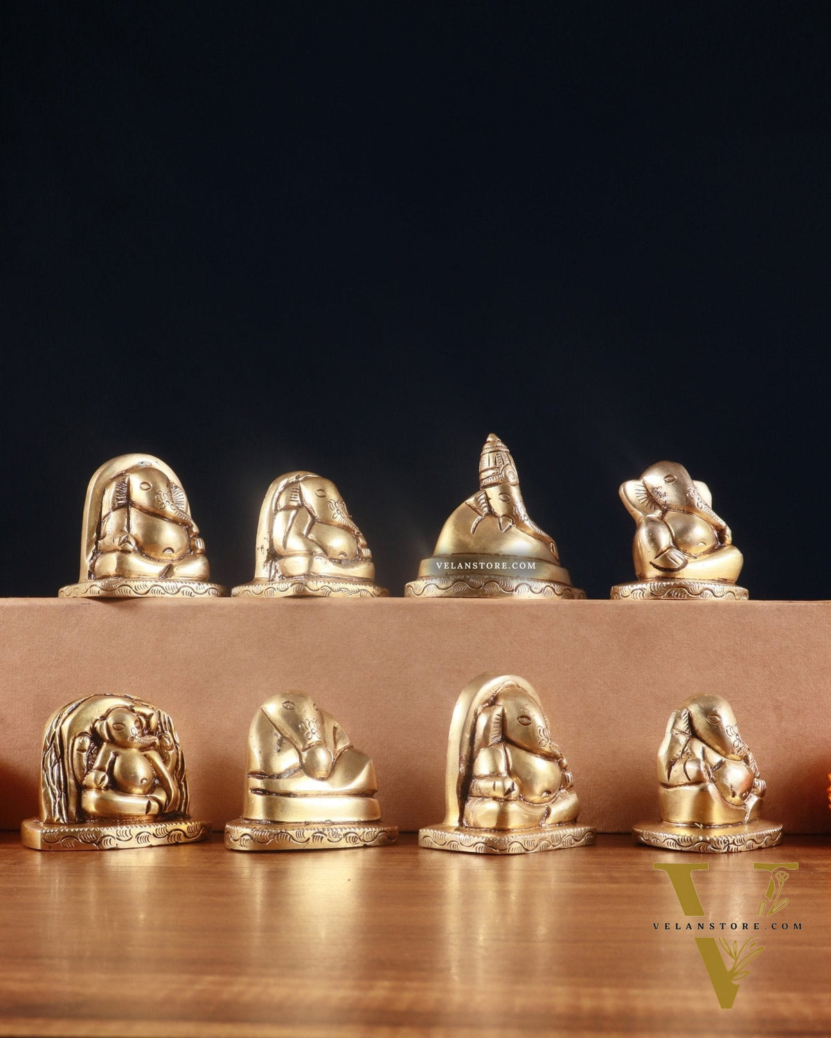 Pure Brass Ashtavinayaka Lord Ganesha 8 Forms Idol Set – 2.5 Inch,