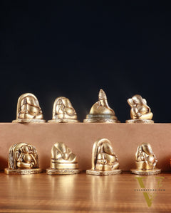 Pure Brass Ashtavinayaka Lord Ganesha 8 Forms Idol Set – 2.5 Inch,