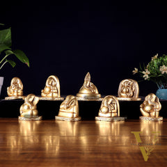 Pure Brass Ashtavinayaka Lord Ganesha eight Forms Idol Set – 2.5 Inch,