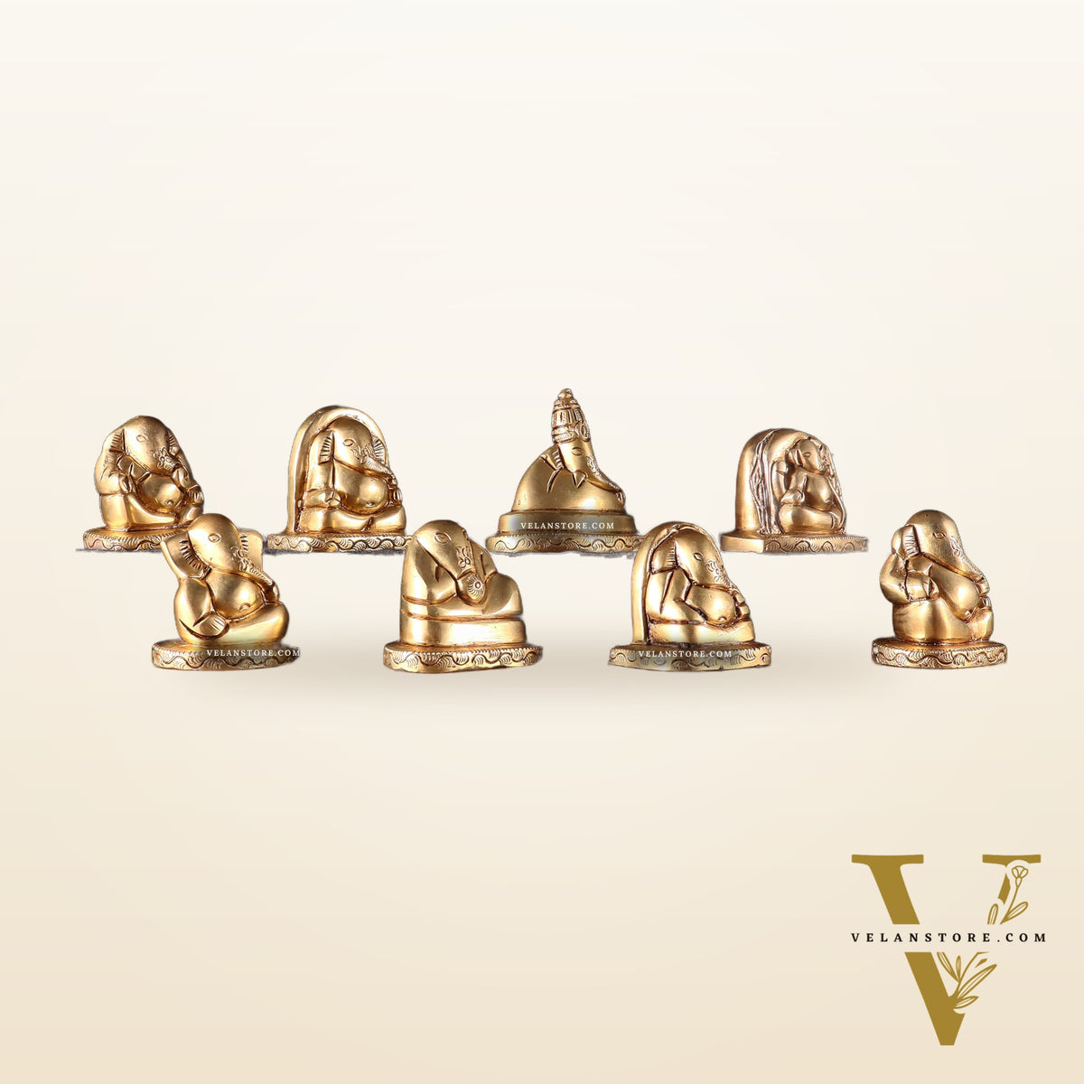 Pure Brass Ashtavinayaka Lord Ganesha eight Forms Idol Set – 2.5 Inch,