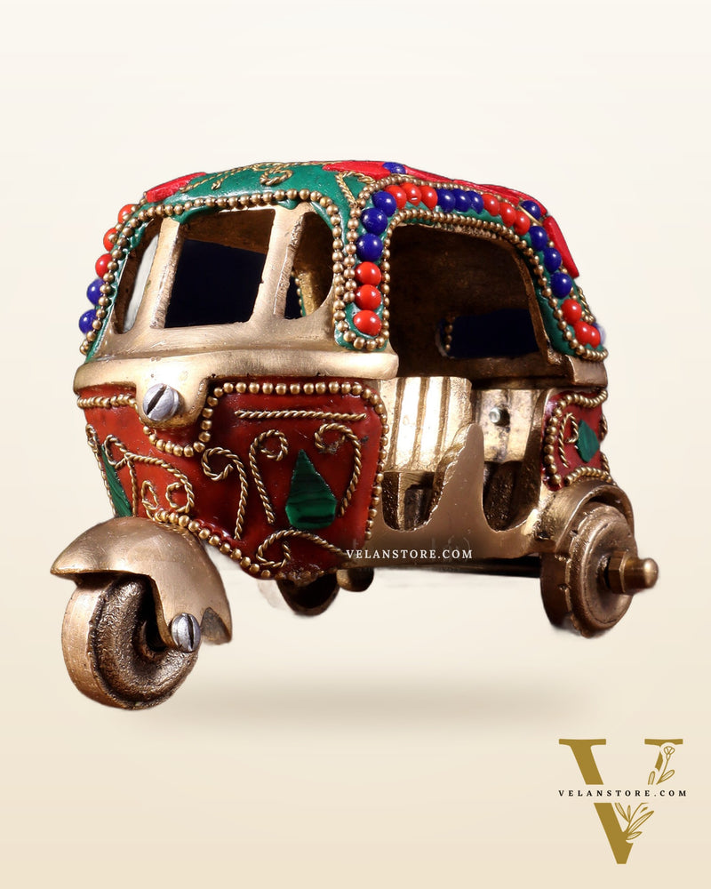 Pure Brass Auto Rickshaw Showpiece – Indian Souvenir Gift