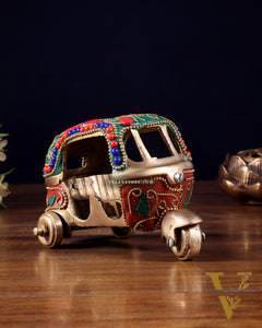 Pure Brass Auto Rickshaw Showpiece – Indian Souvenir Gift