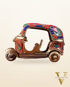 Pure Brass Auto Rickshaw Showpiece – Indian Souvenir Gift