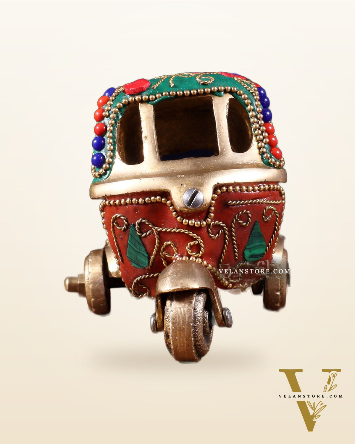 Pure Brass Auto Rickshaw Showpiece – Indian Souvenir Gift