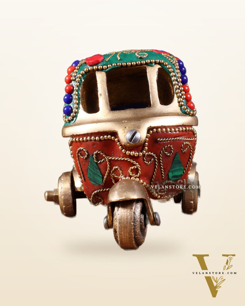 Pure Brass Auto Rickshaw Showpiece – Indian Souvenir Gift