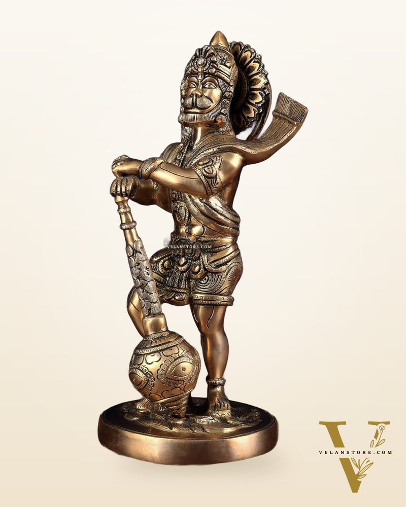 Pure Brass Bahubali Hanuman Standing Large Statue 14"