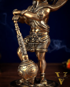 Pure Brass Bahubali Hanuman Standing Large Statue 14"