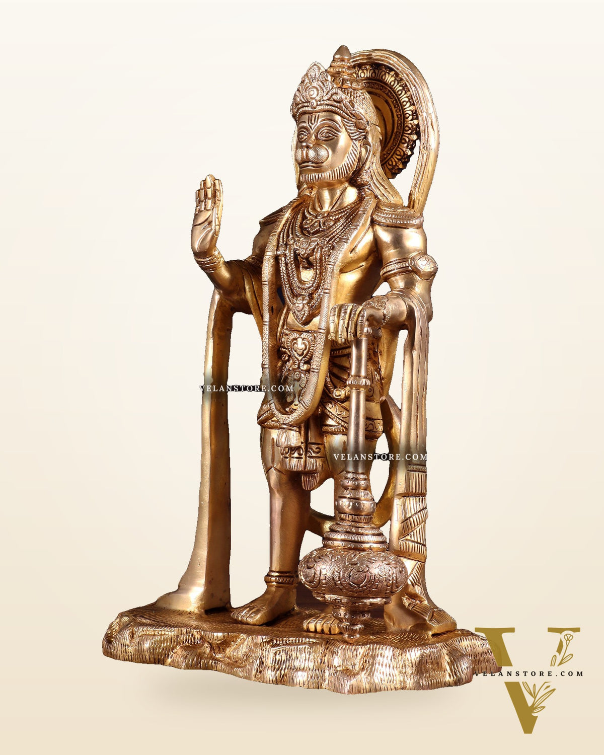 Pure Brass Bahubali Hanuman Standing Statue – 14 Inch