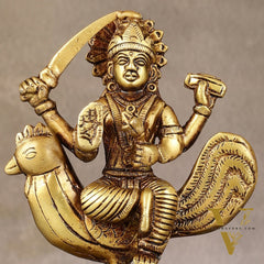 Pure Brass Bahuchar Mata Sitting on Hen Idol - 5"