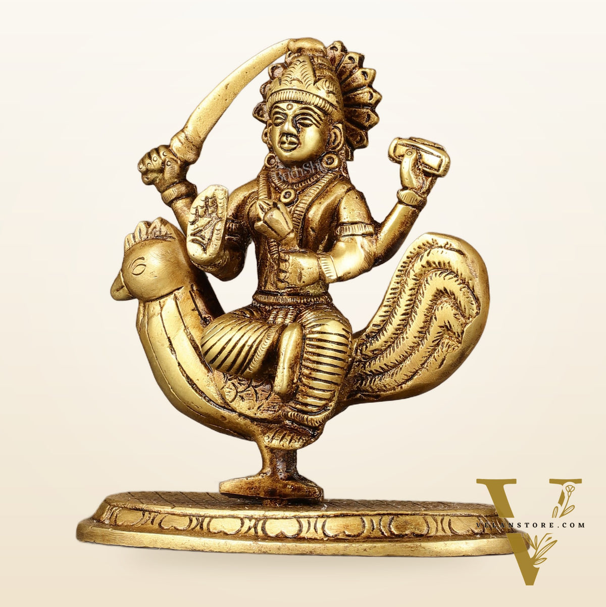 Pure Brass Bahuchar Mata Sitting on Hen Idol - 5"