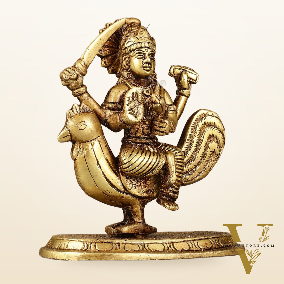 Pure Brass Bahuchar Mata Sitting on Hen Idol - 5"