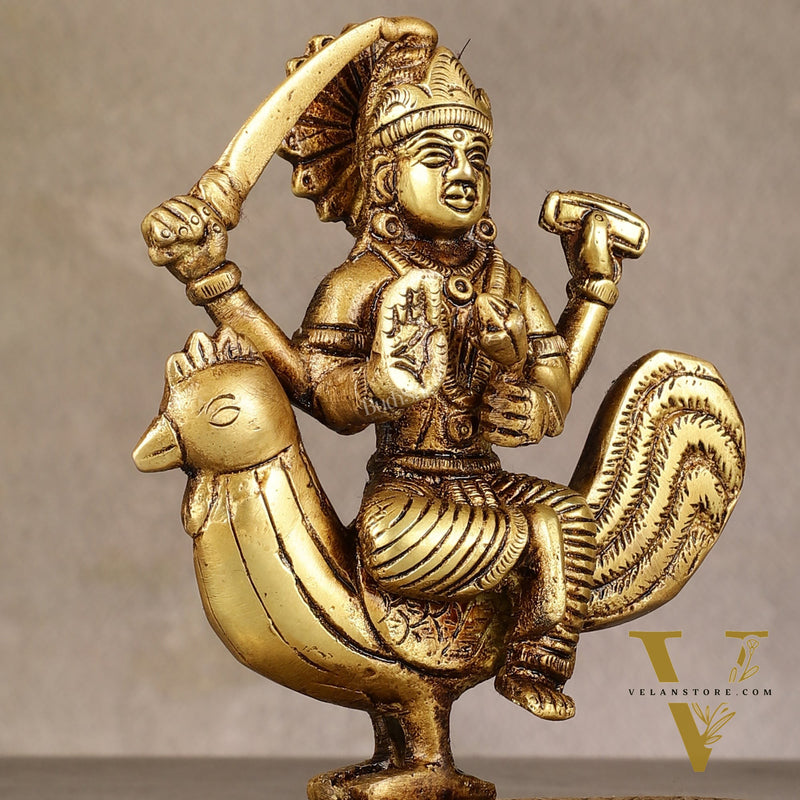 Pure Brass Bahuchar Mata Sitting on Hen Idol - 5"