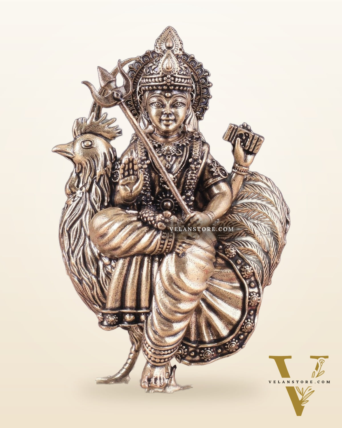 Pure Brass Bahuchara Mata Idol Sitting on Hen – Superfine Finish 4"