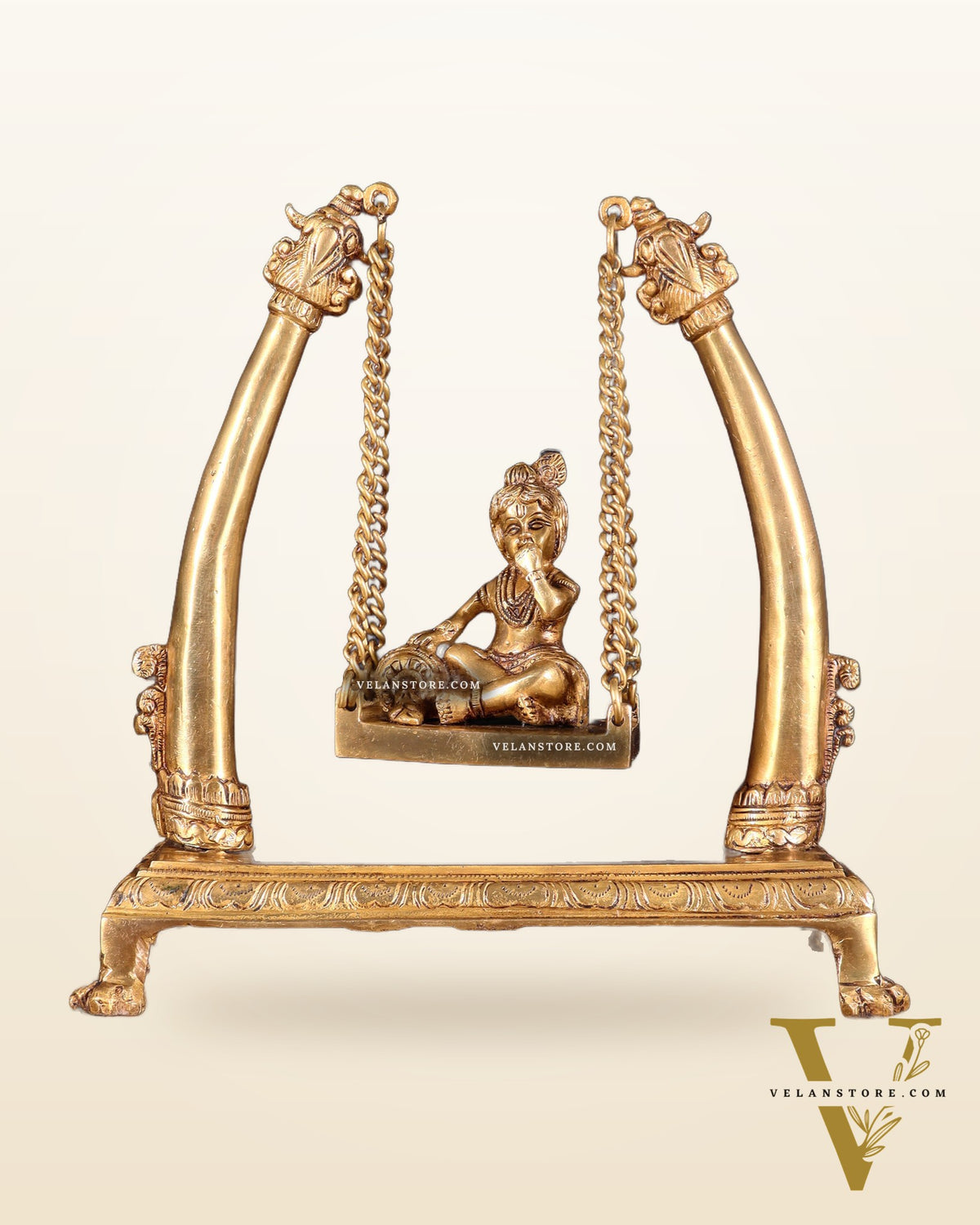 Pure Brass Bal Gopal Makhan Chor on Swing Idol 10 inch