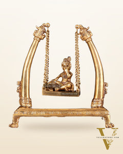 Pure Brass Bal Gopal Makhan Chor on Swing Idol 10 inch