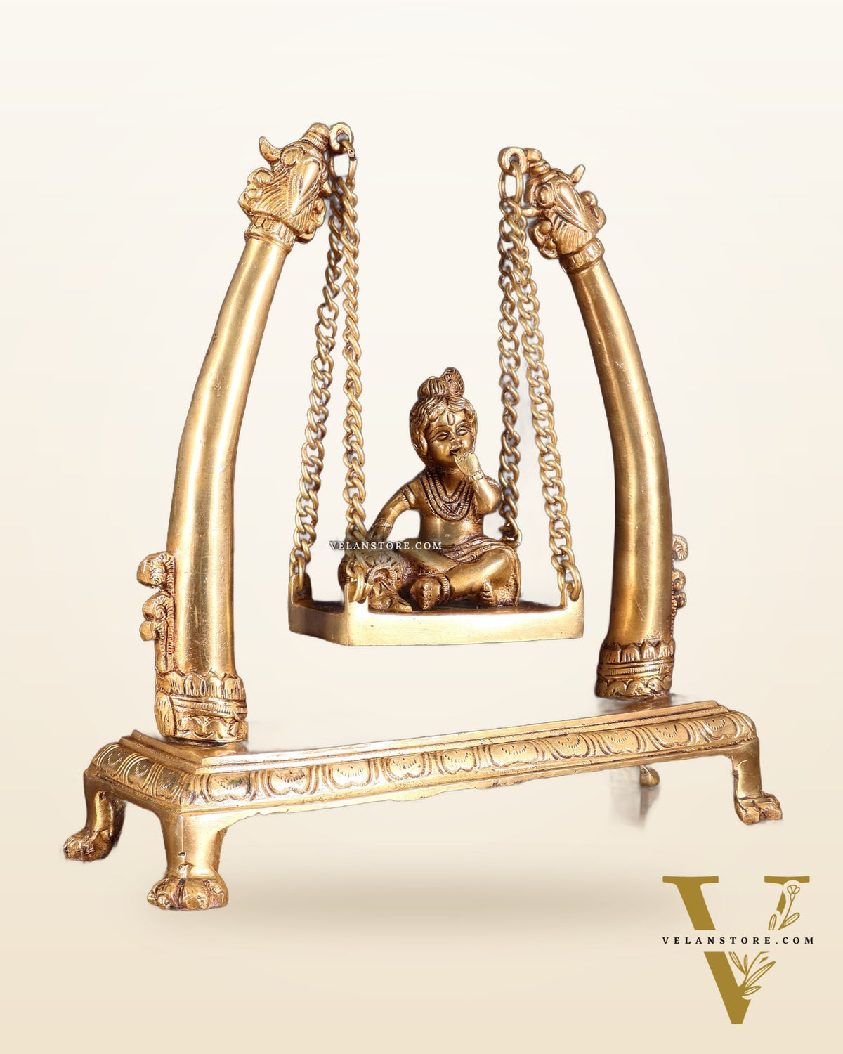 Pure Brass Bal Gopal Makhan Chor on Swing Idol 10 inch