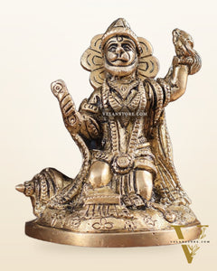 Pure Brass Bhajan Hanuman Idol 4.5"