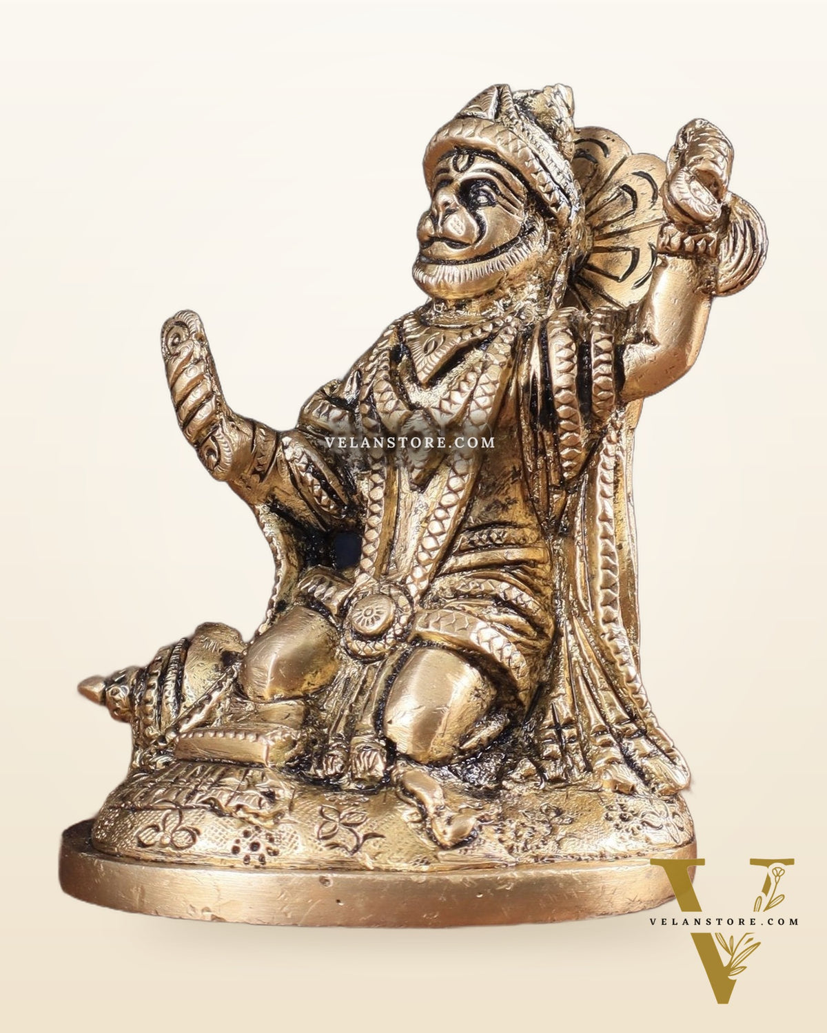 Pure Brass Bhajan Hanuman Idol 4.5"