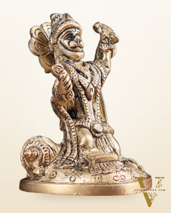 Pure Brass Bhajan Hanuman Idol 4.5"