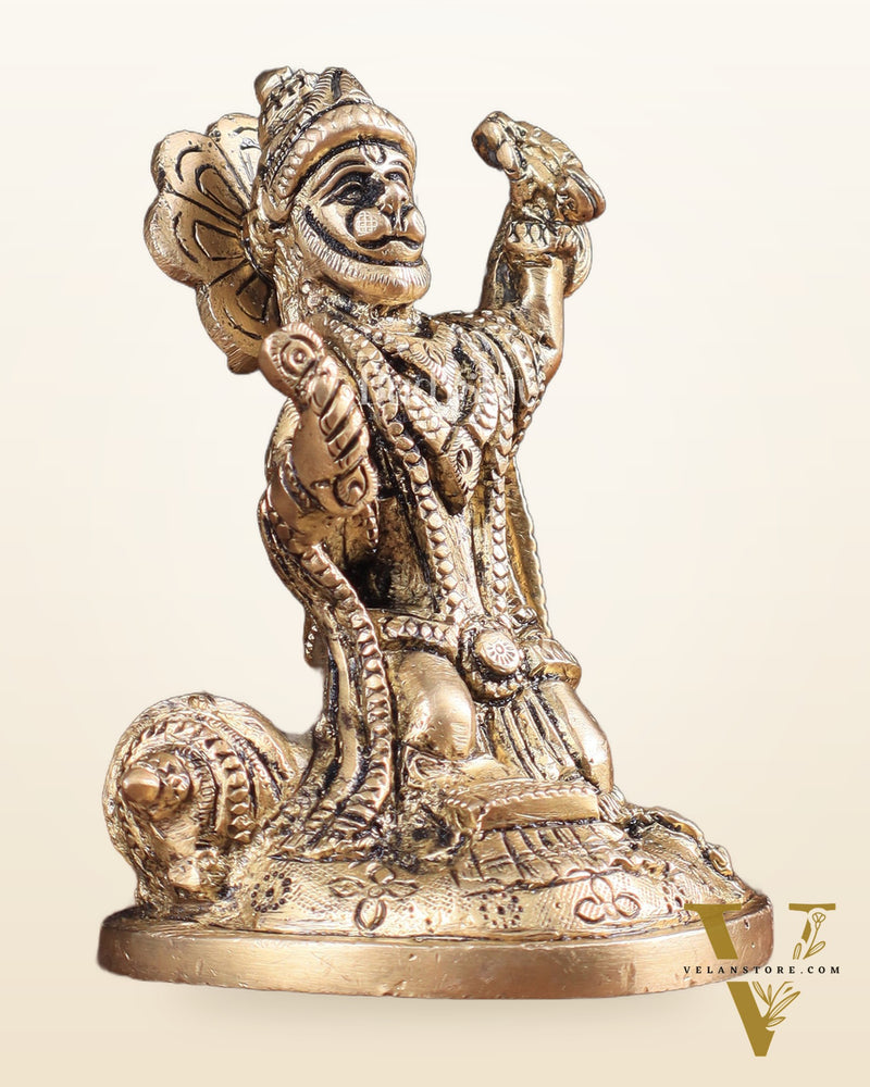 Pure Brass Bhajan Hanuman Idol 4.5"