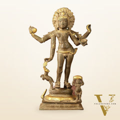 Pure Brass Bhikshatana Kaal Bhairava Shiva Idol - 15"