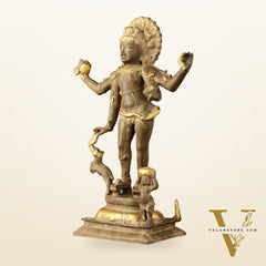 Pure Brass Bhikshatana Kaal Bhairava Shiva Idol - 15"