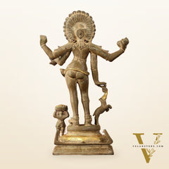 Pure Brass Bhikshatana Kaal Bhairava Shiva Idol - 15"