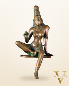 Pure Brass Bhoga Shakti Goddess Uma Parvati Sculpture – Chola Style (Without Base) 9.3"