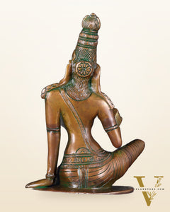 Pure Brass Bhoga Shakti Goddess Uma Parvati Sculpture – Chola Style (Without Base) 9.3"