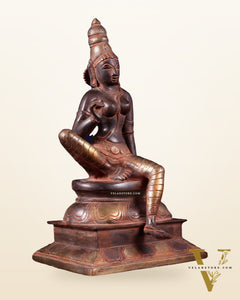 Pure Brass Bhoga Shakti Seated Parvati Idol - 12"