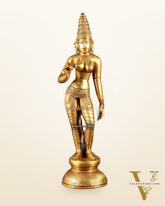 Pure Brass Bhoga Shakti Standing Uma Parvati Idol 18 inch