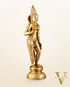 Pure Brass Bhoga Shakti Standing Uma Parvati Idol 18 inch