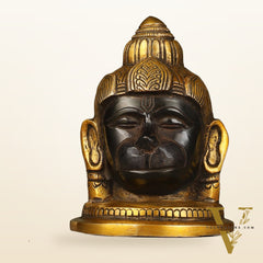 Pure Brass Black Hanuman Face Idol Table Accent 5.5 "