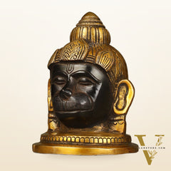Pure Brass Black Hanuman Face Idol Table Accent 5.5 "