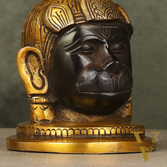 Pure Brass Black Hanuman Face Idol Table Accent 5.5 "