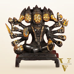Pure Brass Black Panchmukhi Hanuman Idol - Superfine 6.5"