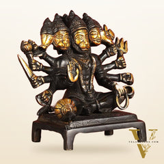 Pure Brass Black Panchmukhi Hanuman Idol - Superfine 6.5"