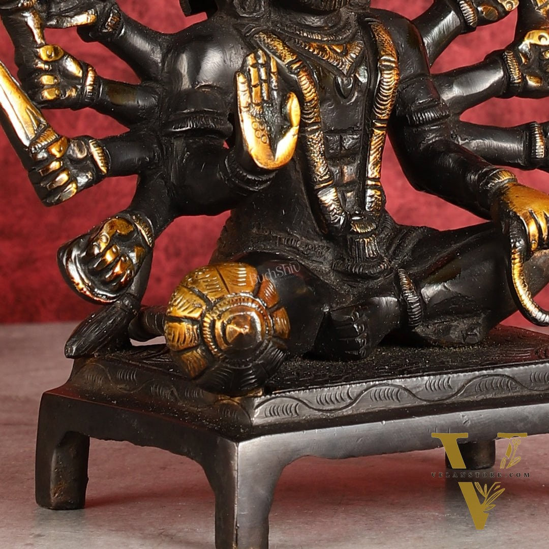 Pure Brass Black Panchmukhi Hanuman Idol - Superfine 6.5"
