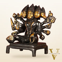 Pure Brass Black Panchmukhi Hanuman Idol - Superfine 6.5"