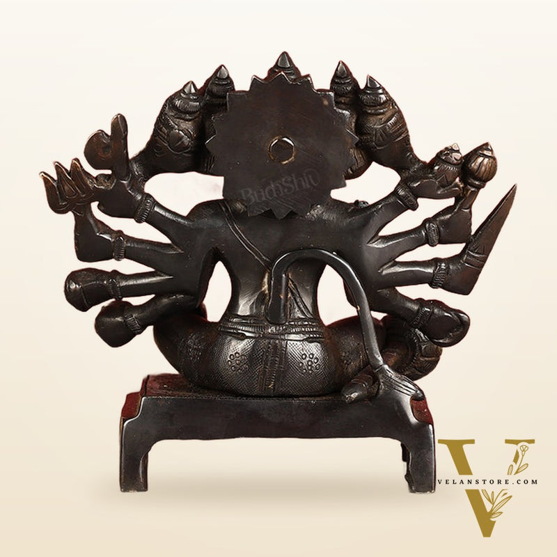 Pure Brass Black Panchmukhi Hanuman Idol - Superfine 6.5"