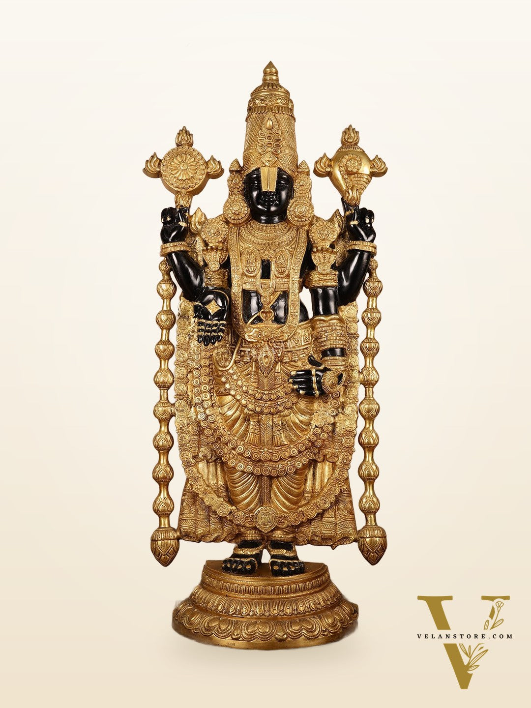 Pure Brass Black Tirupati Balaji Idol | Lord Venkateshwara | 48 inch