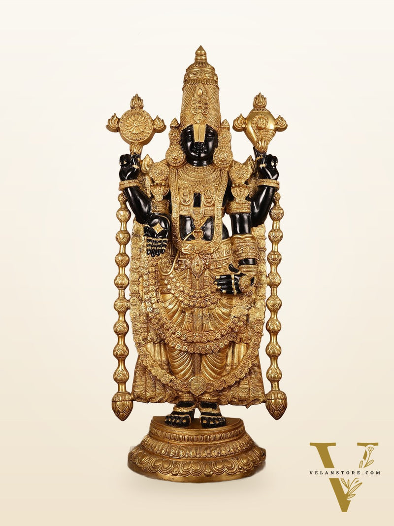 Pure Brass Black Tirupati Balaji Idol | Lord Venkateshwara | 48 inch