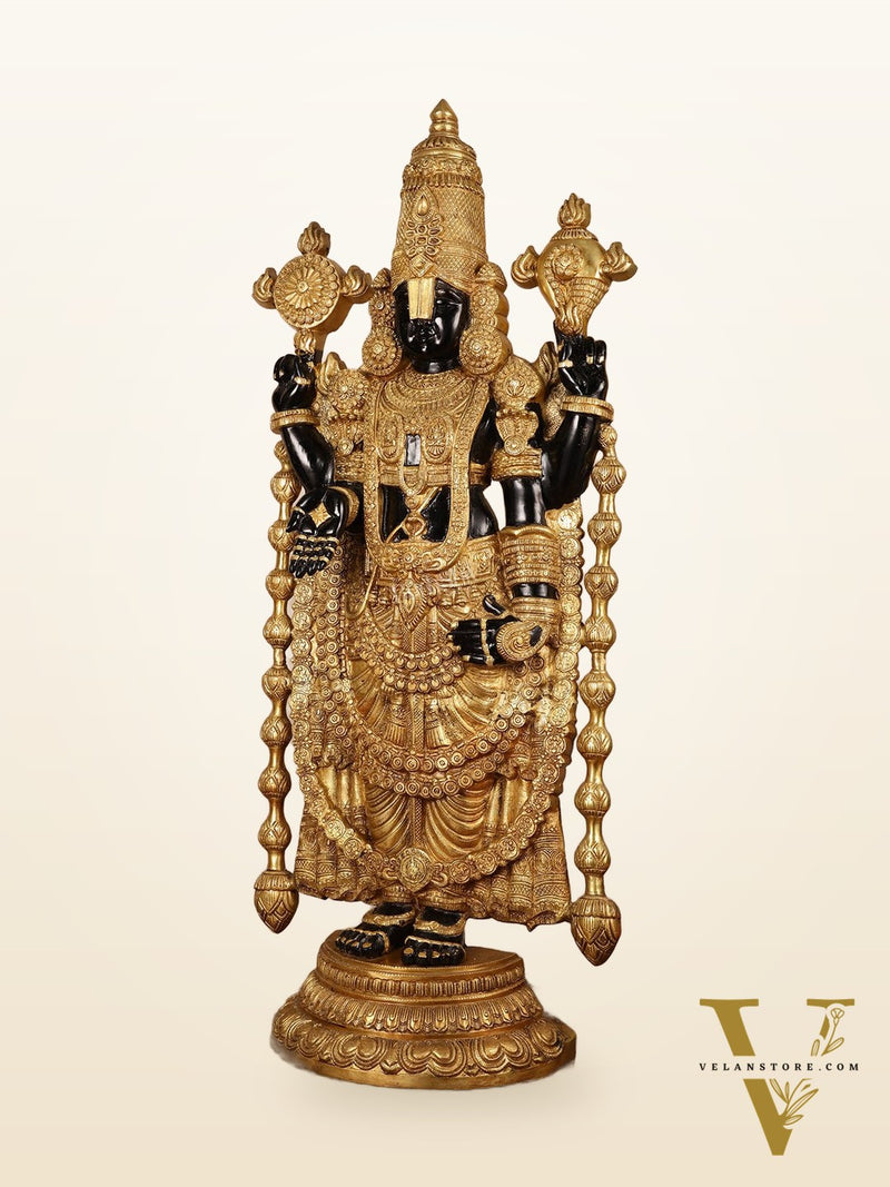 Pure Brass Black Tirupati Balaji Idol | Lord Venkateshwara | 48 inch