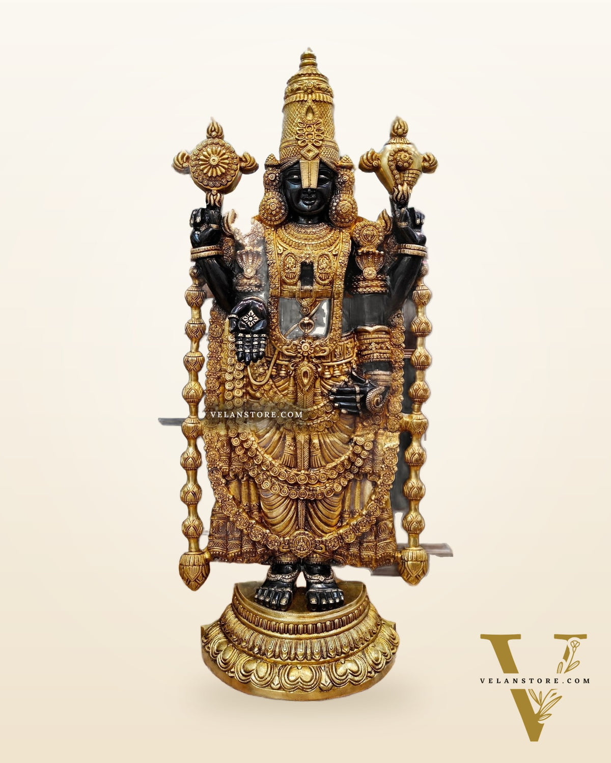 Pure Brass Black Tirupati Balaji Idol | Lord Venkateshwara | 48 inch